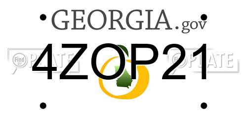 4ZOP21 Georgia License Plate