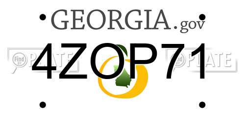 4ZOP71 Georgia License Plate