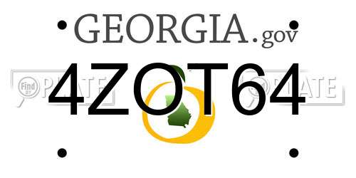 4ZOT64 Georgia License Plate