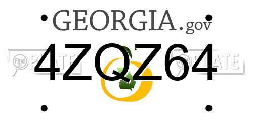 4ZQZ64 Georgia License Plate