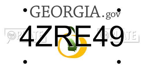 4ZRE49 Georgia License Plate
