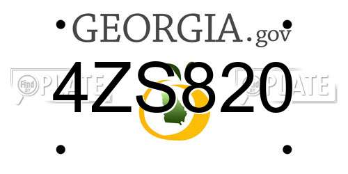 4ZS820 Georgia License Plate