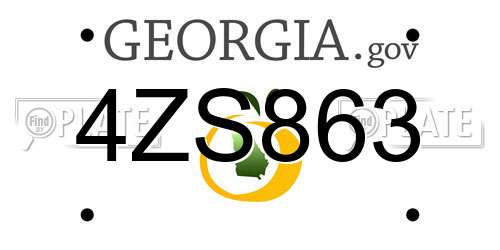4ZS863 Georgia License Plate