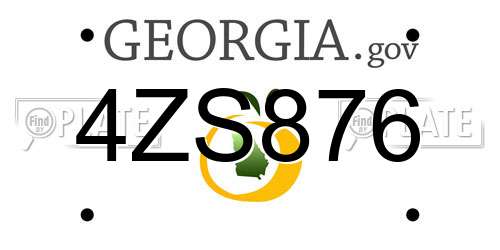 4ZS876 Georgia License Plate