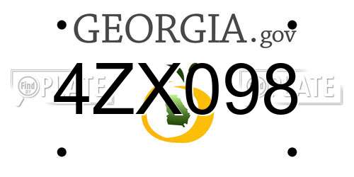 4ZX098 Georgia License Plate