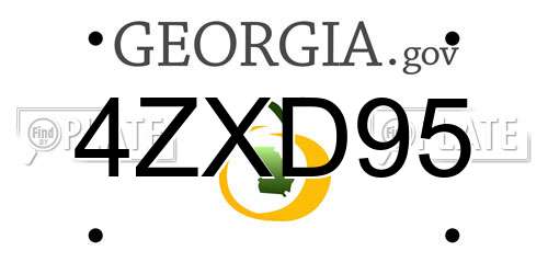 4ZXD95 Georgia License Plate