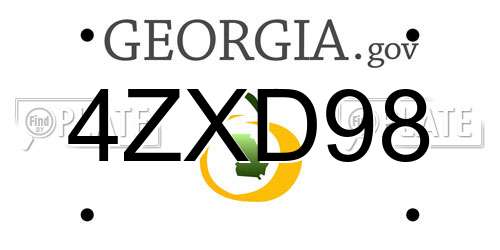 4ZXD98 Georgia License Plate