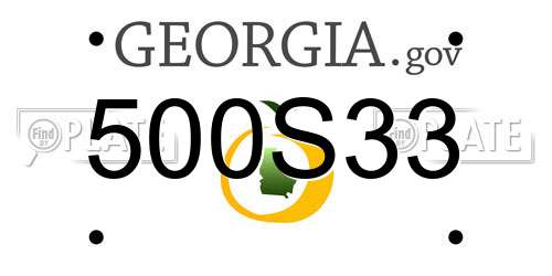 500S33 Georgia License Plate