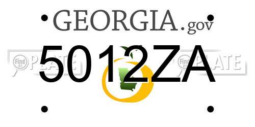 5012ZA Georgia License Plate