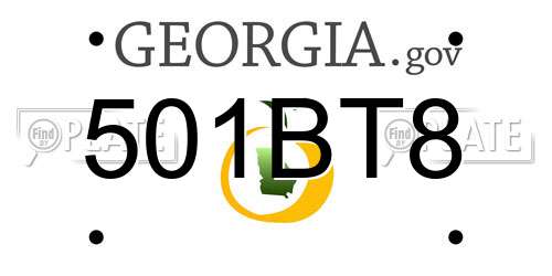 501BT8 Georgia License Plate