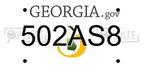 502AS8 Georgia License Plate