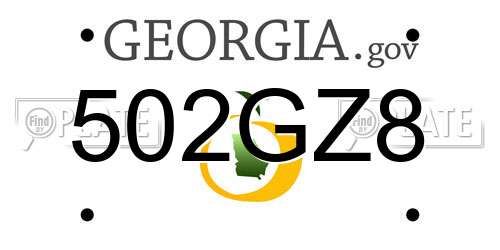 502GZ8 Georgia License Plate