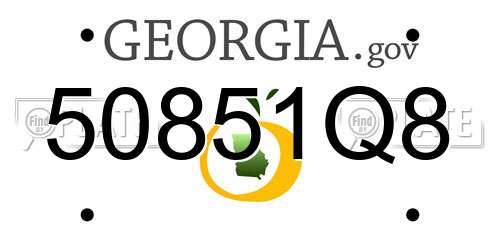 50851Q8 Georgia License Plate
