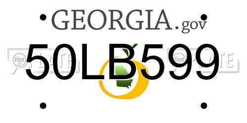50LB599 Georgia License Plate