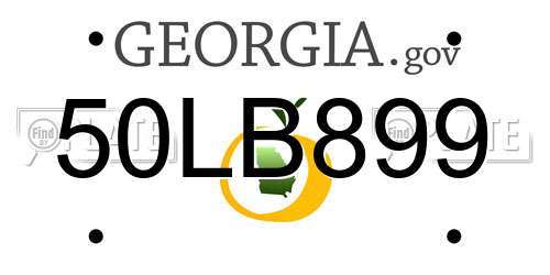 50LB899 Georgia License Plate