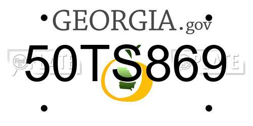 50TS869 Georgia License Plate