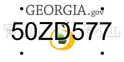 50ZD577 Georgia License Plate