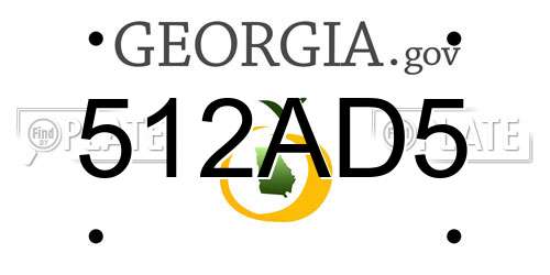 512AD5 Georgia License Plate