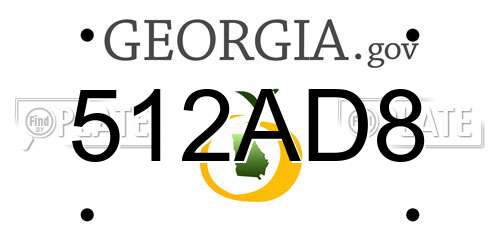 512AD8 Georgia License Plate
