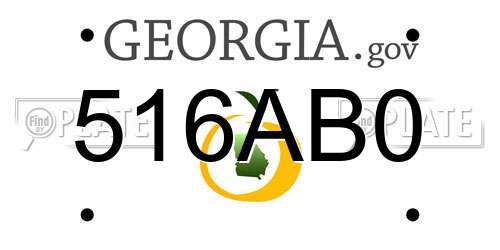 516AB0 Georgia License Plate