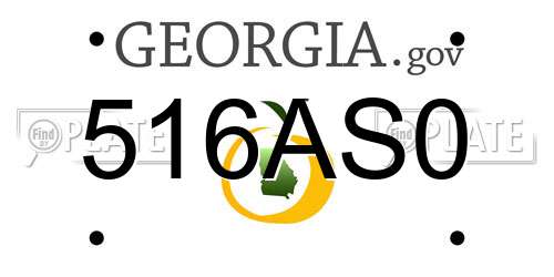 516AS0 Georgia License Plate