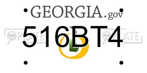 516BT4 Georgia License Plate