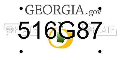 516G87 Georgia License Plate