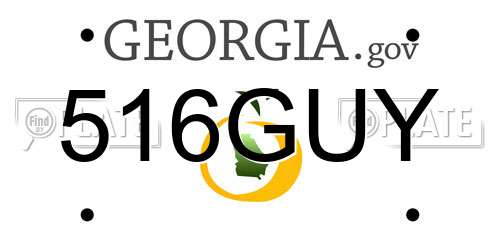 516GUY Georgia License Plate