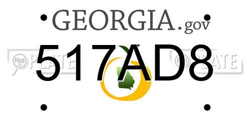 517AD8 Georgia License Plate