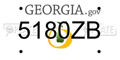 5180ZB Georgia License Plate