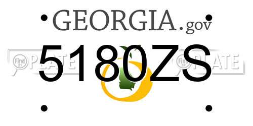 5180ZS Georgia License Plate