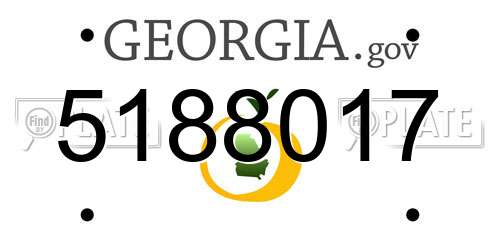 5188017 Georgia License Plate