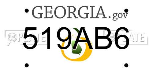 519AB6 Georgia License Plate