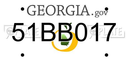 51BB017 Georgia License Plate