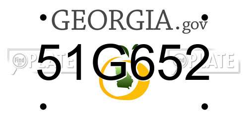 51G652 Georgia License Plate
