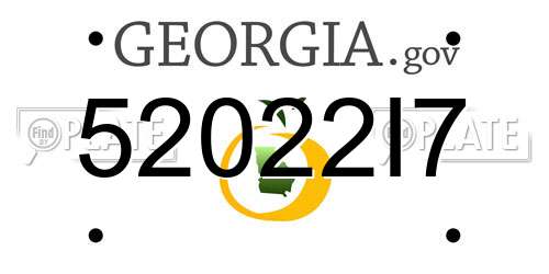 52022I7 Georgia License Plate