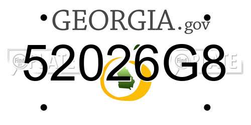 52026G8 Georgia License Plate