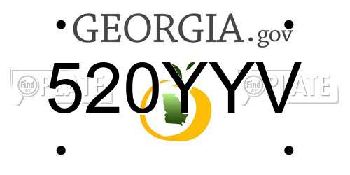 520YYV Georgia License Plate