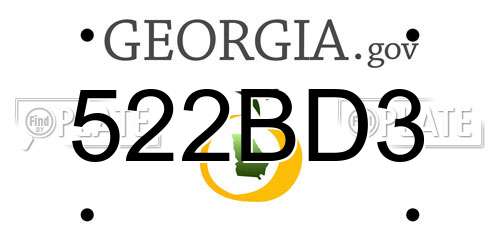 522BD3 Georgia License Plate