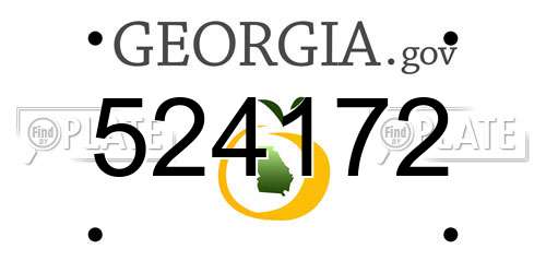 524172 Georgia License Plate