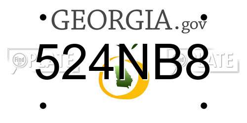 524NB8 Georgia License Plate