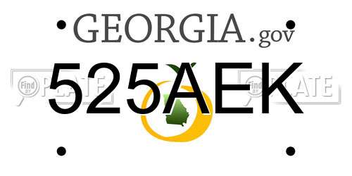 525AEK Georgia License Plate