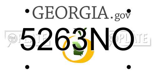 5263NO Georgia License Plate