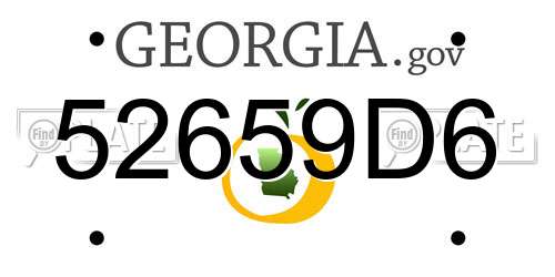52659D6 Georgia License Plate