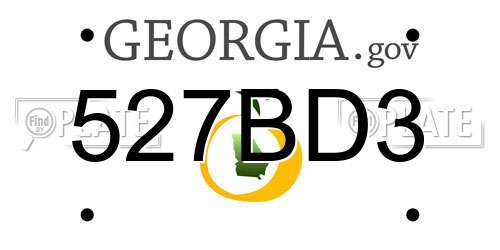 527BD3 Georgia License Plate