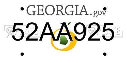 52AA925 Georgia License Plate