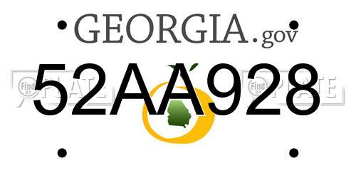 52AA928 Georgia License Plate