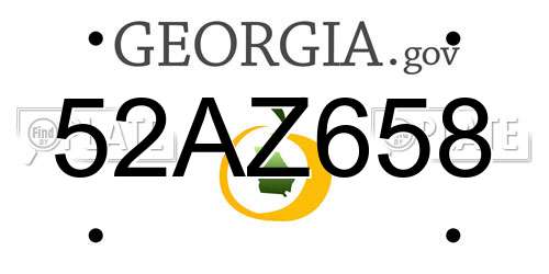 52AZ658 Georgia License Plate