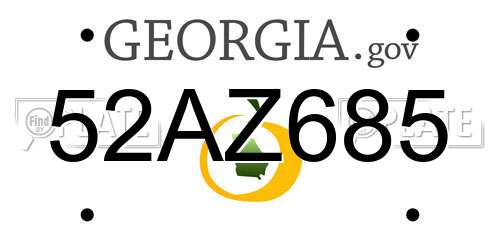 52AZ685 Georgia License Plate