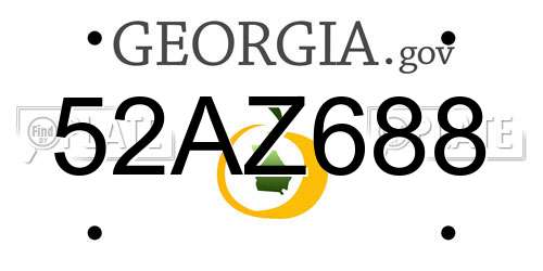 52AZ688 Georgia License Plate